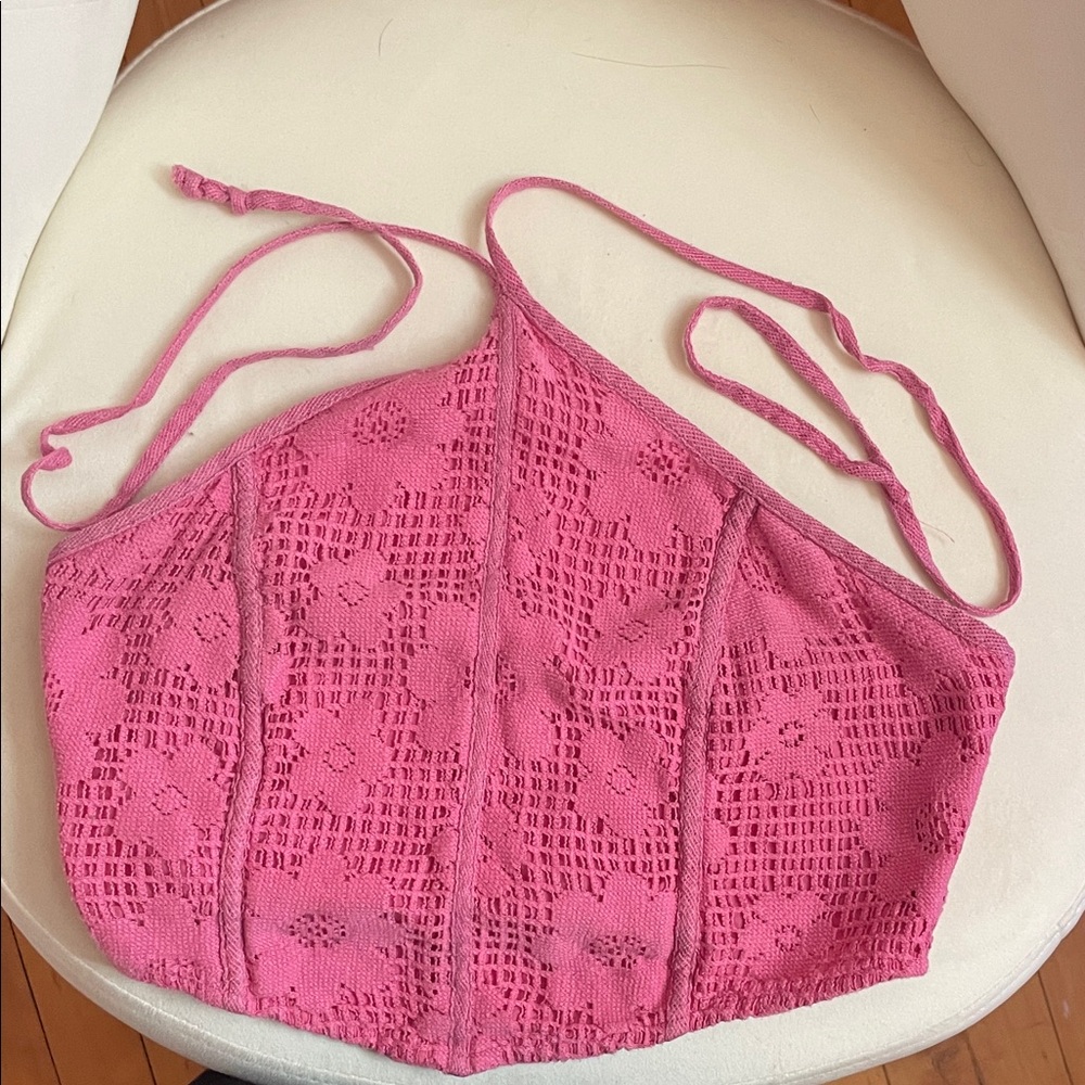 Pink Crochet Halter Top
